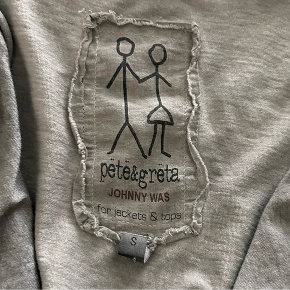 Pete+Greta Johnny Was draped comfy charcoal lightweight cotton cardigan snap - Picture 7 of 8